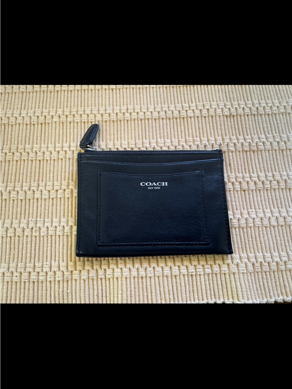 COACH Black Leather Card Wallet with Front Pocket